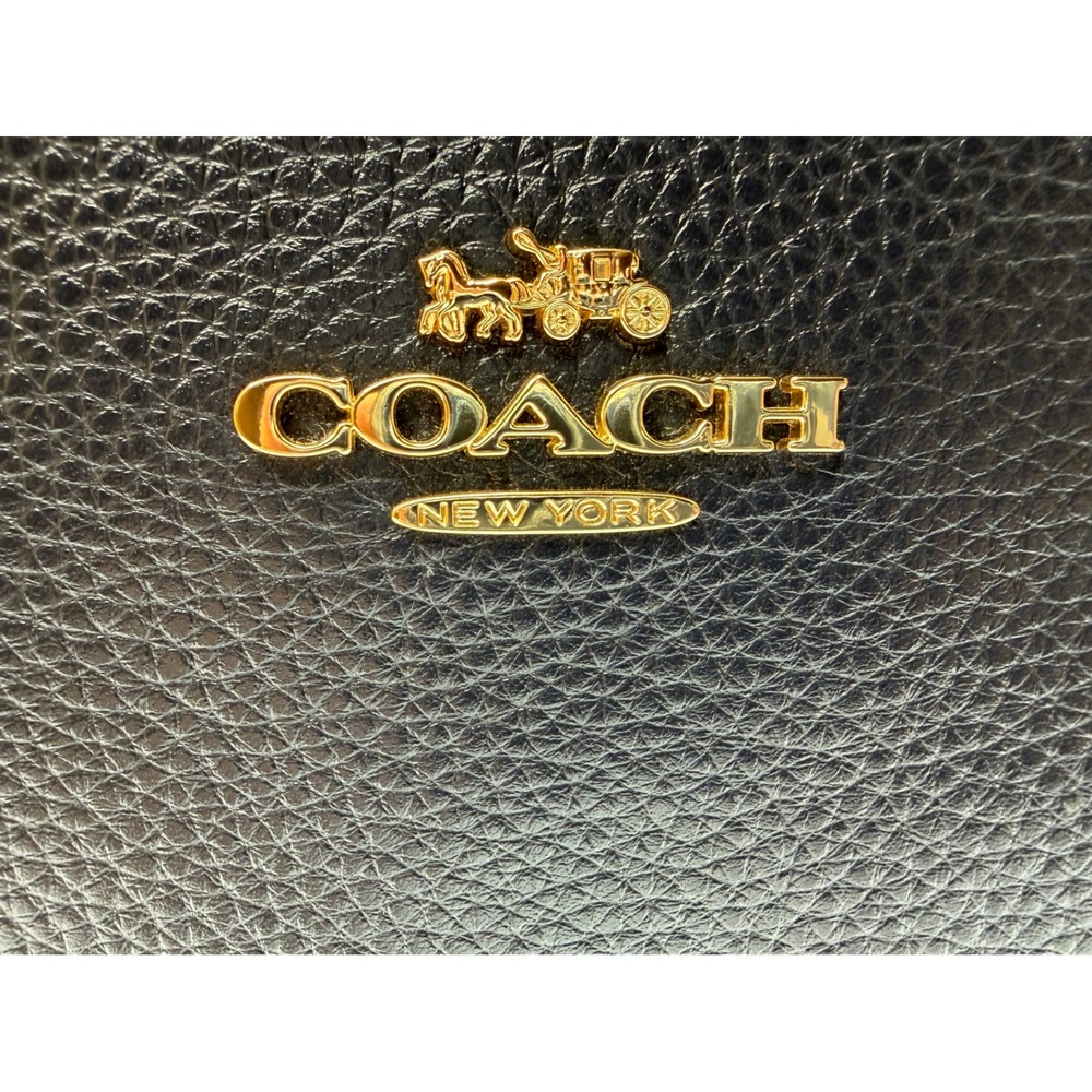 Coach Court Tote Black Ruched Quilted Nylon Pebble Leather Gold Hardware Bag - Picture 2 of 16